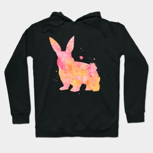 Peachy Pink Bunny Watercolor Painting 2 Hoodie